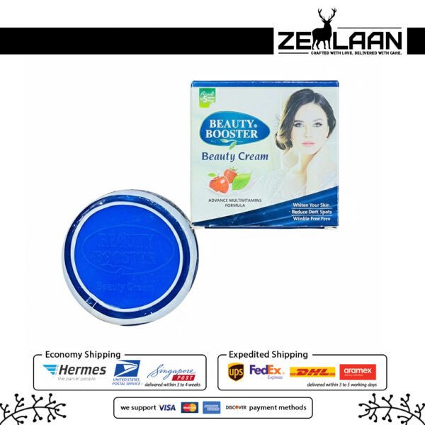 Beauty Booster Cream packaging and container for skin whitening and dark spot reduction