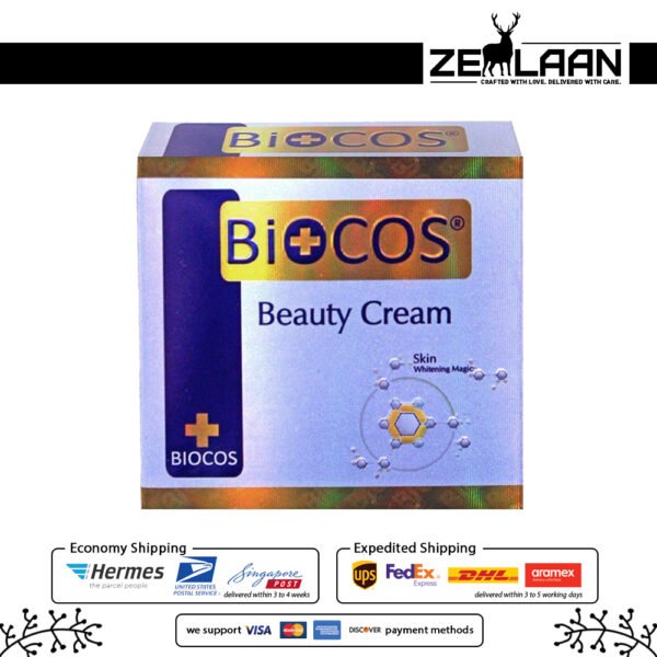 Biocos Beauty Cream original packaging for skin brightening and dark spot removal