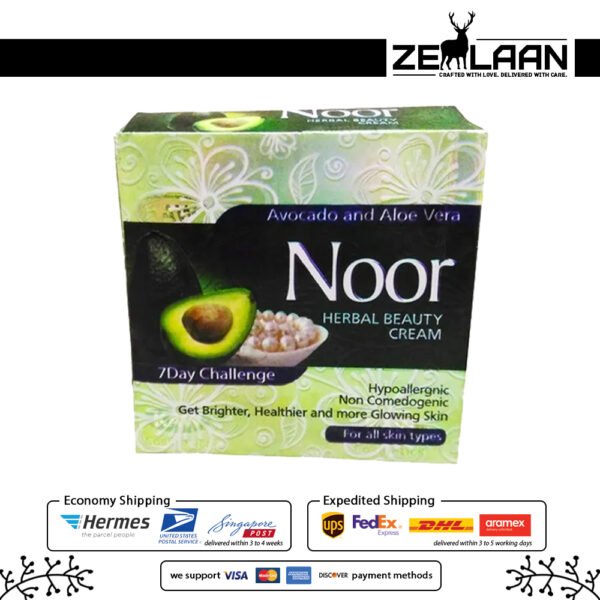 Noor Herbal Beauty Cream original green packaging for skin radiance and acne removal
