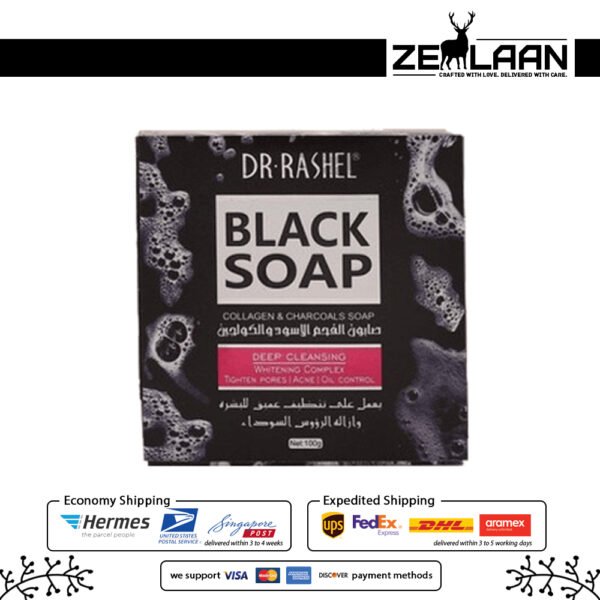 Ultimate Dr. Rashel Black Soap with activated charcoal for deep pore cleansing and oil control