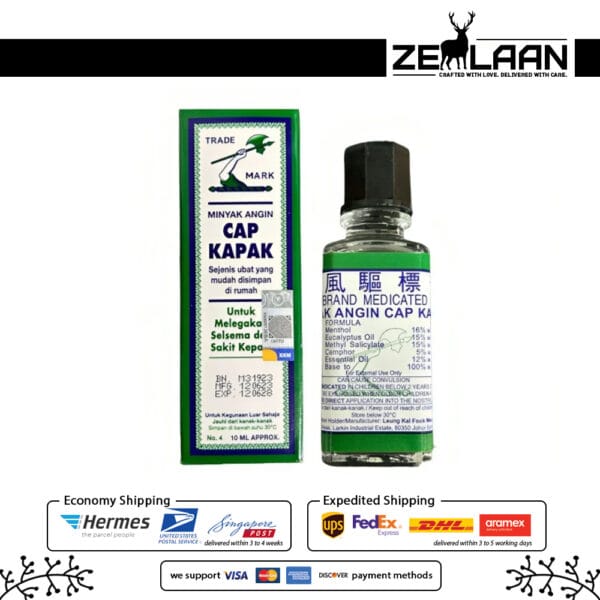 Axe Brand Universal Oil transparent bottle with iconic blue and green packaging, showcasing a powerful formula for headache, nasal congestion, and joint pain relief 28ml