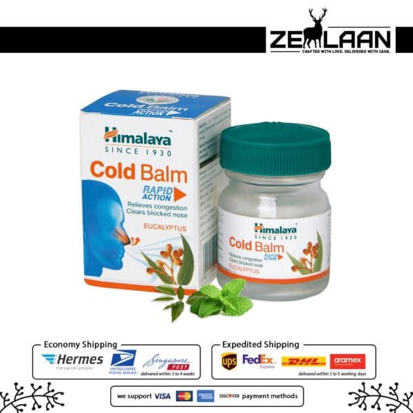Himalaya Cold Balm 45g jar featuring an advanced Ayurvedic formula with Eucalyptus and Camphor for instant relief from stuffy nose and chest congestion