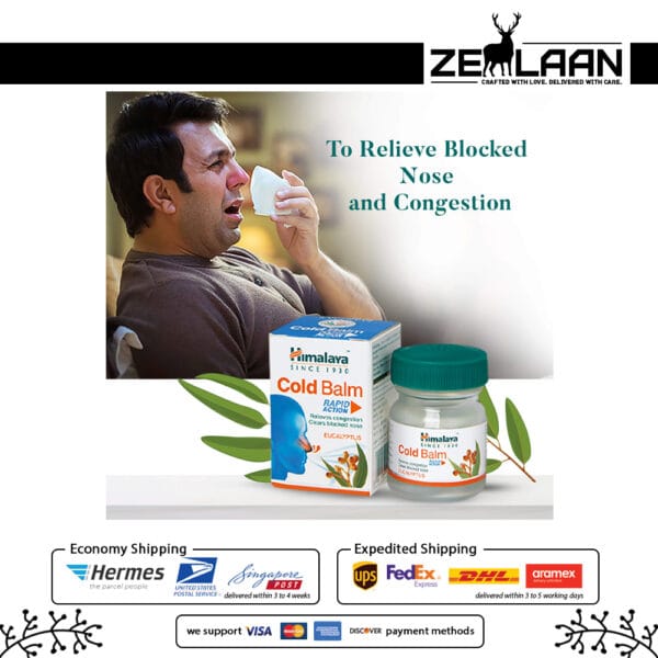 Himalaya Cold Balm 45g jar featuring an advanced Ayurvedic formula with Eucalyptus and Camphor for instant relief from stuffy nose and chest congestion benefits Himalaya Cold Balm 45g jar featuring an advanced Ayurvedic formula with Eucalyptus and Camphor for instant relief from stuffy nose and chest congestion benefits