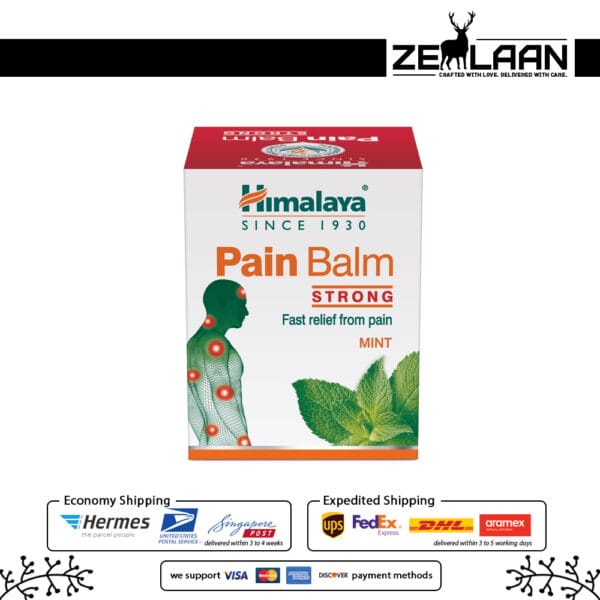 Himalaya Pain Balm Strong 45g jar featuring an advanced Ayurvedic formula with Indian Winter Green and Mint for instant relief from migraines and muscle aches pack of 1
