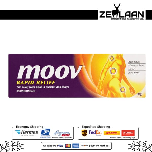 Moov Rapid Relief Cream featuring a powerful 100% natural Ayurvedic formula for instant relief from backaches, muscle pulls, and joint inflammation 50 g pack of 1 Moov Rapid Relief Cream featuring a powerful 100% natural Ayurvedic formula for instant relief from backaches, muscle pulls, and joint inflammation 50 g pack of 1