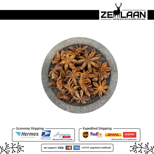 Organic Premium Ceylon Star Anise, Grade No. 1 whole star-shaped pods with seeds from Sri Lanka featuring high anethole for medicinal and culinary use 3