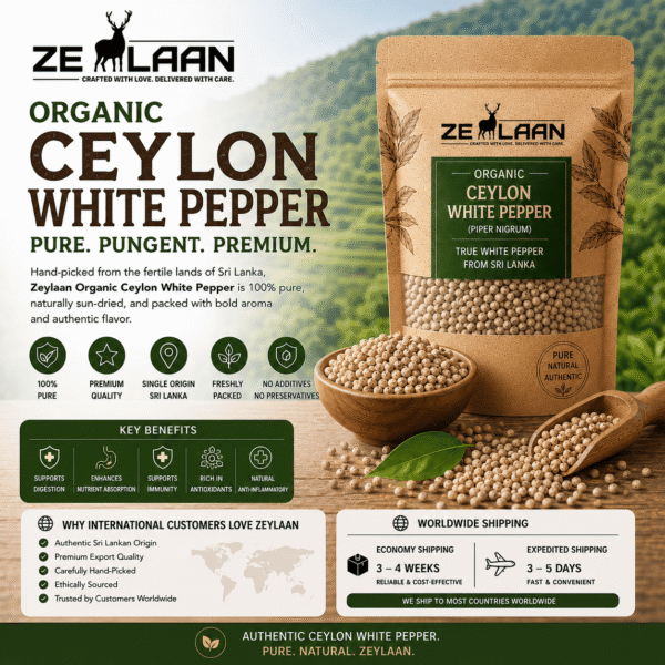 Organic Premium Ceylon White Pepper from Sri Lanka