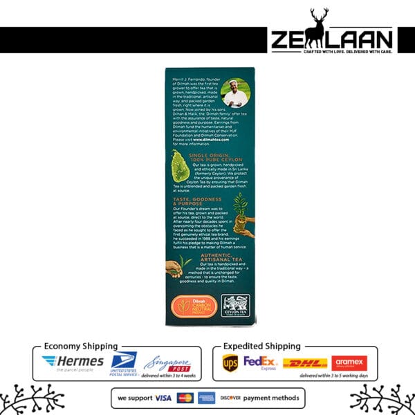 Dilmah Premium Ceylon Tea Bags 100 bags 200g side