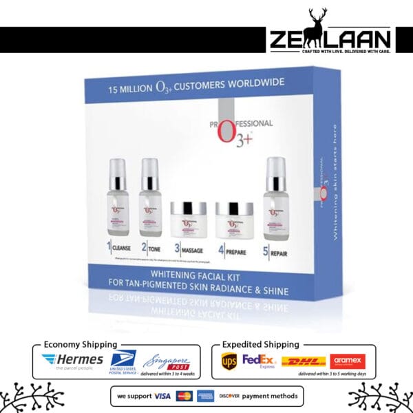 Professional O3+ Whitening Facial Kit for Tan-Pigmented Skin 5-step complete treatment