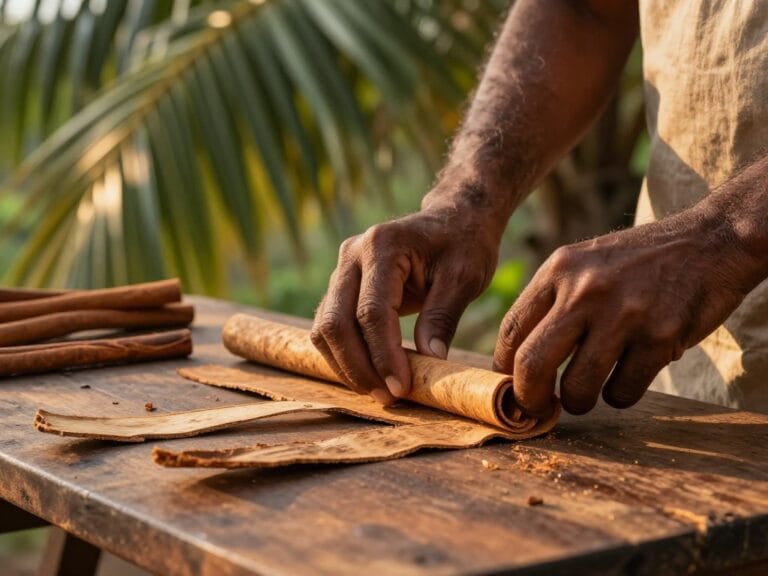 Traditional Cinnamon Peeler in a Sri Lankan Plantation
