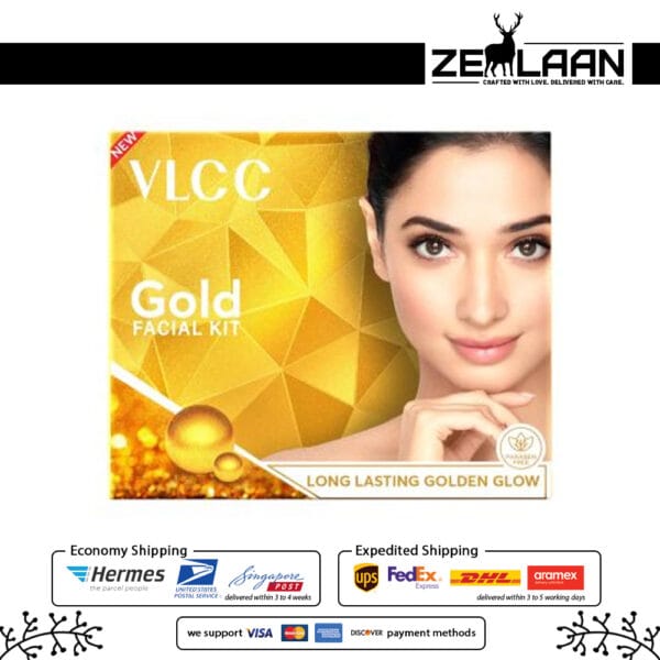 VLCC Gold Facial Kit 6-step professional at-home gold facial treatment set including Soothing Cleanser cum Toner, Gold Scrub, Gold Gel, Gold Cream, Gold Pre-Gel Mask and Gold Nourishing VLCC Gold Facial Kit 6-step professional at-home gold facial treatment set including Soothing Cleanser cum Toner, Gold Scrub, Gold Gel, Gold Cream, Gold Pre-Gel Mask and Gold Nourishing