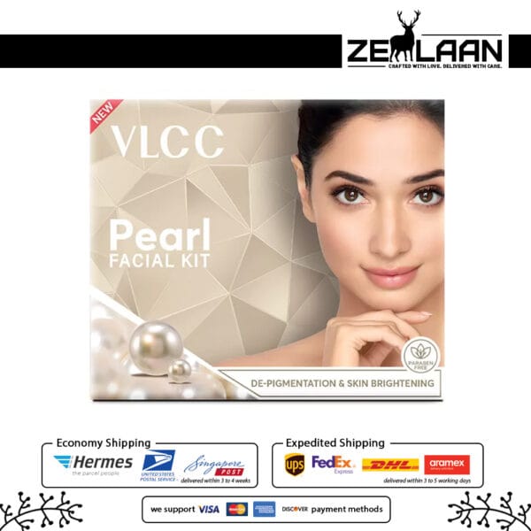 VLCC Pearl Facial Kit de-pigmentation and skin brightening paraben-free complete professional at-home pearl facial treatment for all skin types