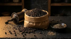 Ceylon Black Pepper Grade No.1 Dark Premium Flat Lay