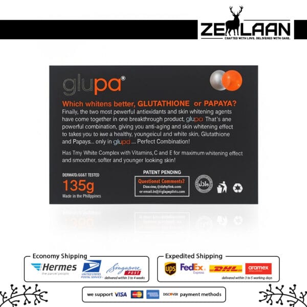 Glupa Glutathione Skin Whitening Soap Back View