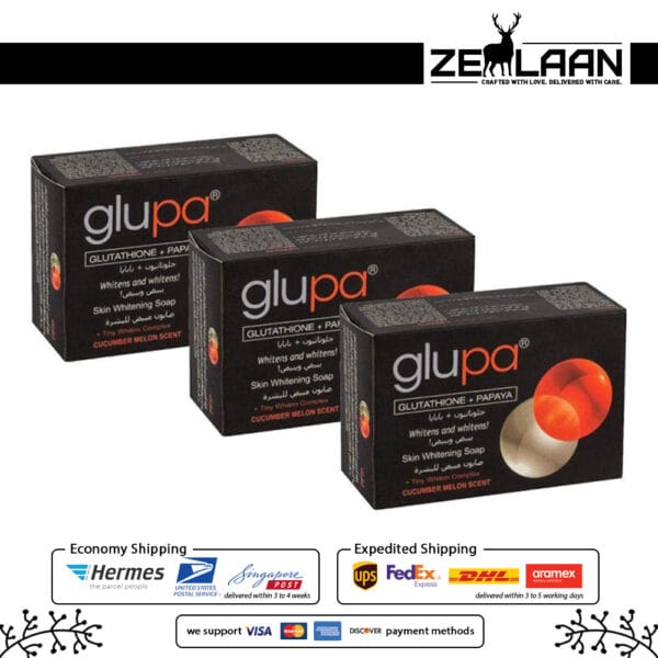 Glupa Glutathione Skin Whitening Soap Pack of 3