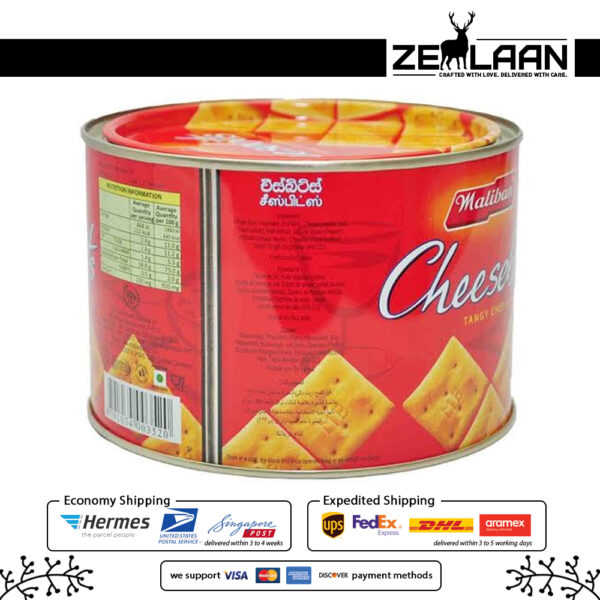 Maliban Cheesebits Tangy Cheese Crackers Side View Maliban Cheesebits Tangy Cheese Crackers Side View