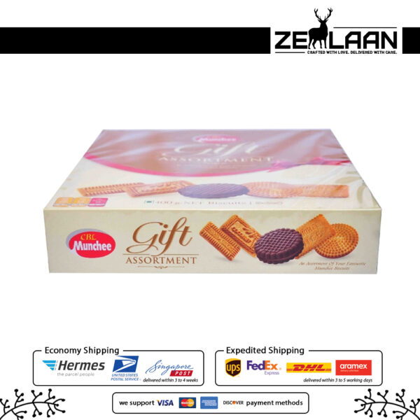 Munchee Biscuit Gift Assortment Gold Box 400g Left Side