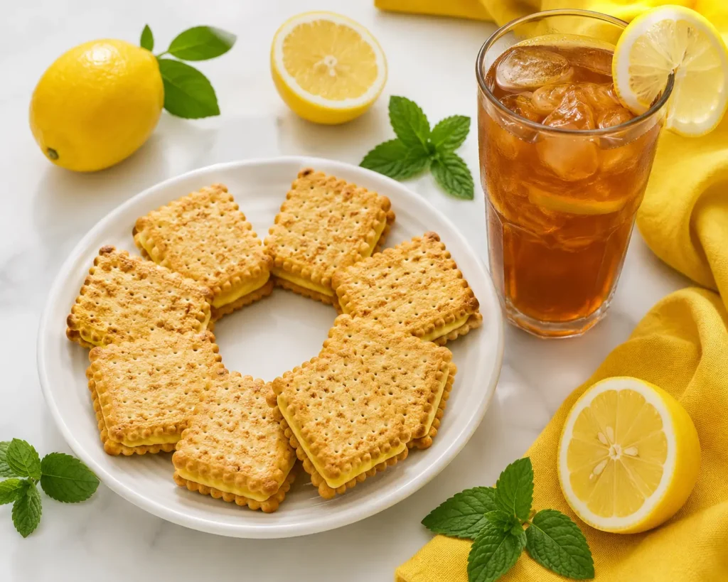 Munchee Lemon Puff Biscuits: #1 Sri Lanka's Most Loved Lemon Cream Biscuit 4 Munchee Lemon Puff with Ceylon Tea Perfect Pairing Shot