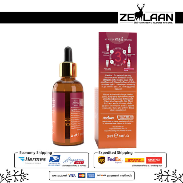 Vivya Vitamin C Bright Recharge Serum 30ml Back View
