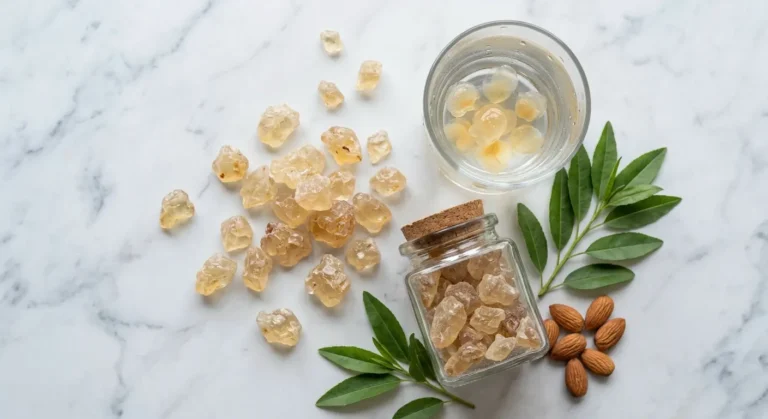 Badam Pisin (Almond Gum) Raw Crystals Flat Lay