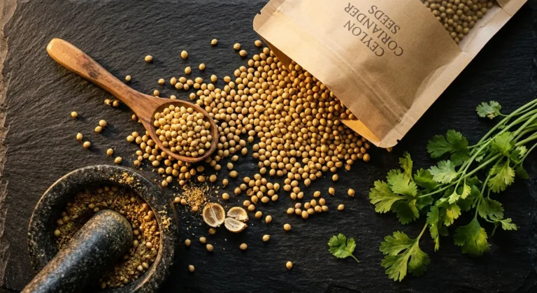 Ceylon Coriander Seeds: The Citrus-Bright Spice Your Ground Powder Can't Match 6 Ceylon Coriander Seeds Grade No.1 Premium Flat Lay