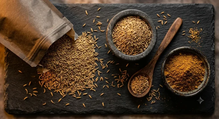 Ceylon Cumin Seeds: The Ancient Spice with Brand-New Science Behind It 5 Ceylon Cumin Seeds Grade No.1 Dark Luxury Flat Lay