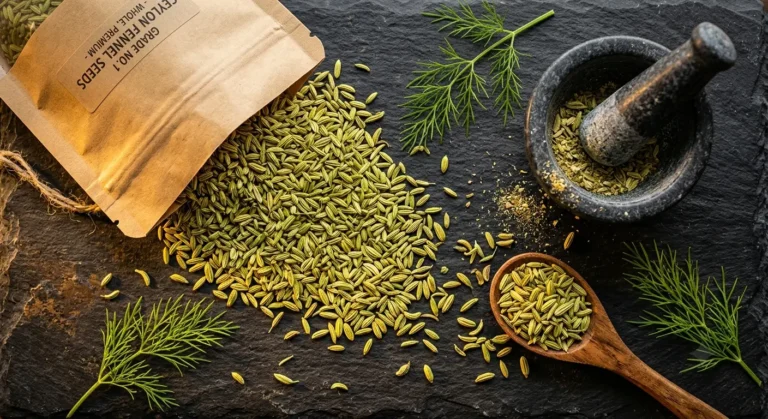 Ceylon Fennel Seeds (Saunf): When the Colour Tells You Everything About the Quality 3 Ceylon Fennel Seeds Grade No.1 Vivid Green Premium Flat Lay